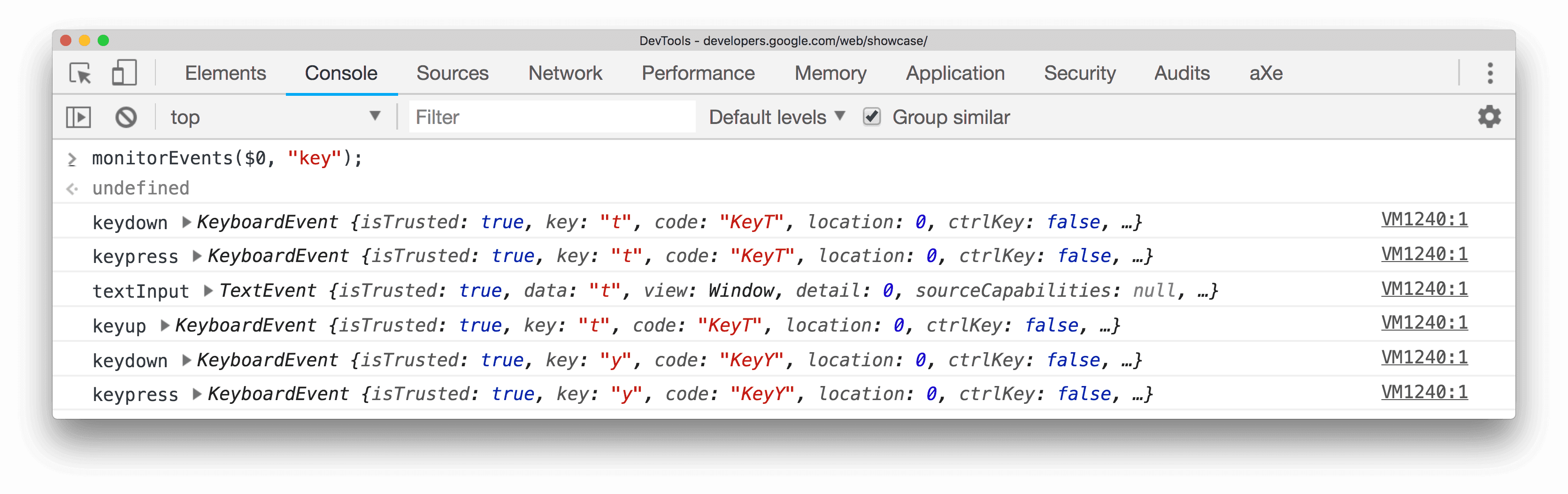 Monitoring key events